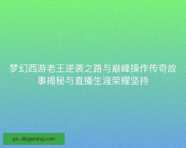 梦幻西游老王逆袭之路与巅峰操作传奇故事揭秘与直播生涯荣耀坚持